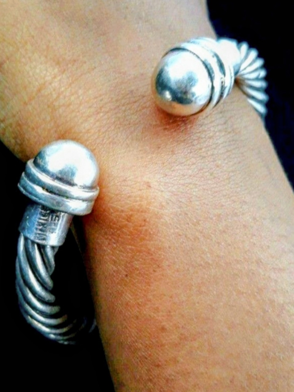 Sterling Silver Twisted Cuff Bracelet - Silver